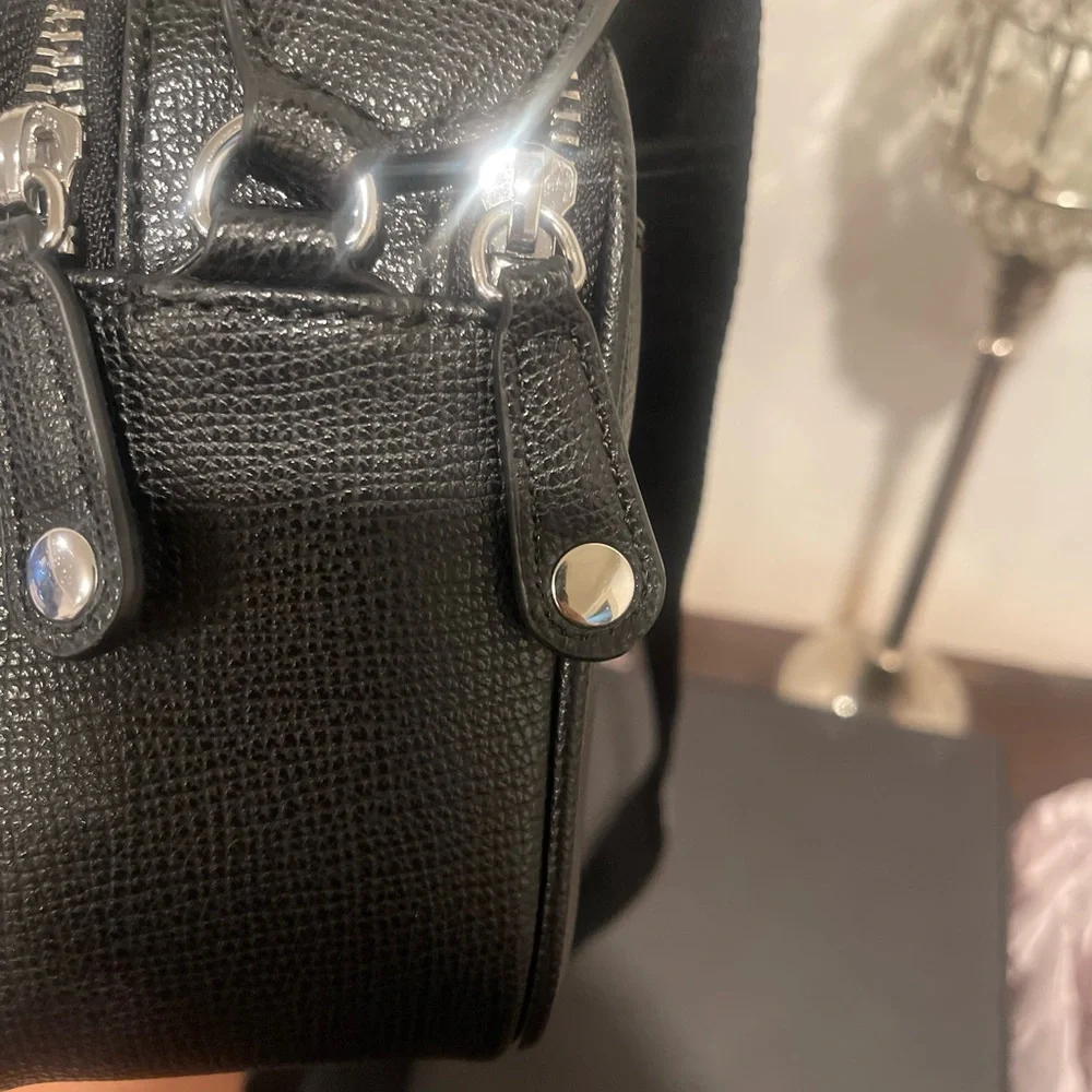 Karl Lagerfeld Black and White Camera Style Crossbody Bag with Heart Accents - Picture 7 of 11